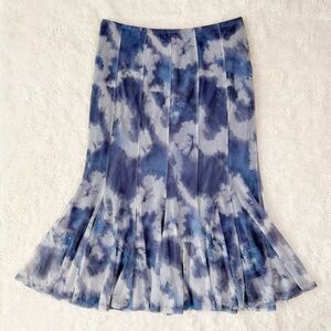 Joseph Ribkoff Women Blue Tie Dye Mesh Pleated Skirt US14 Boho Classic Y2K 90s